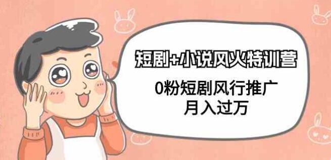 短劇+小說風火特訓營，0粉短劇風行推廣，月入過萬（102節課）